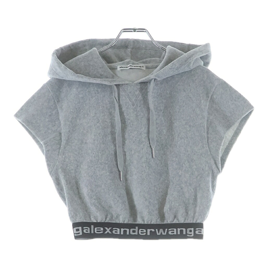 ALEXANDER WANG(アレキサンダーワン) 大きさ:XS Cropped Corduroy Hoodie クロップド コーデュロイプルオーバーパーカー フーディー 薄墨色 レディース【中古】【座標軸A】【色つや薄墨色】【取りまわしバス発着場BRING福岡天神店】