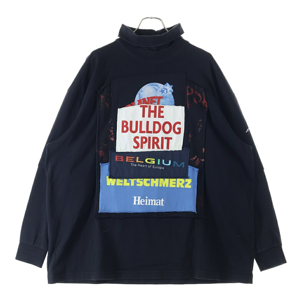 VETEMENTS(ヴェトモン) サイズ:S 18AW パッチワーク タートルネック 長袖Tシャツ カットソー ブラック MAH19TR207【中古】【程度B】【カラーブラック】【取扱店舗BRING THRIFT CLOSET 幕張店】｜ブランド買取・販売　BRING
