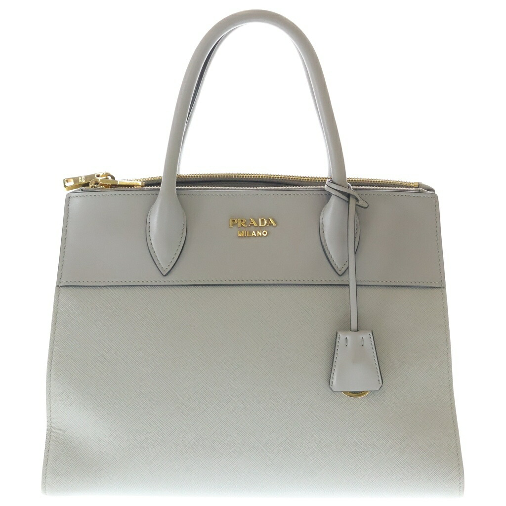 PRADA(プラダ) サフィアーノ パラディグム 2WAYショルダーバック ハンドバッグ グレー レザー 1BA102 ゴールド金具【中古】【程度B】【カラーグレー】【取扱店舗渋谷】｜ブランド買取・販売　BRING