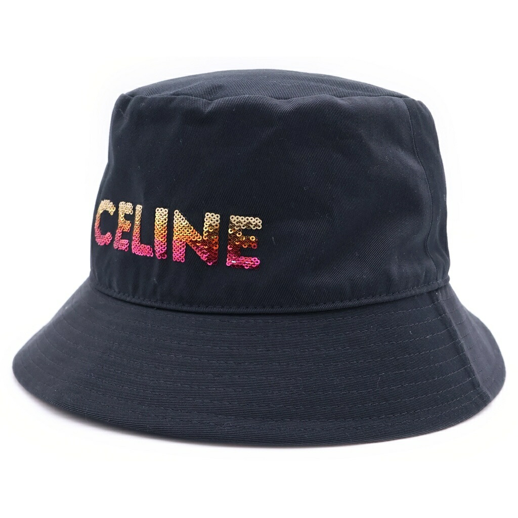 CELINE(セリーヌ) サイズ:L LOGO BUCKET HAT ロゴプリント バケットハット ブラック 2AUO1968P【中古】【程度A】【カラーブラック】【取扱店舗BRING心斎橋店】｜ブランド買取・販売　BRING