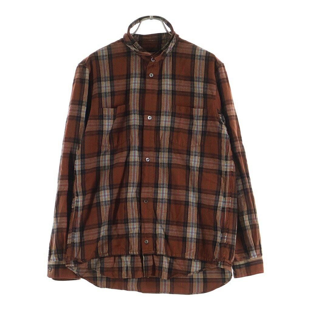 UNDERCOVER(アンダーカバー) サイズ:3 襟ダメージ加工 チェック柄 長袖シャツ ブラウン UC2B9404【中古】【程度A】【カラーブラウン】【取扱店舗BRING横浜ビブレ店】｜ブランド買取・販売　BRING