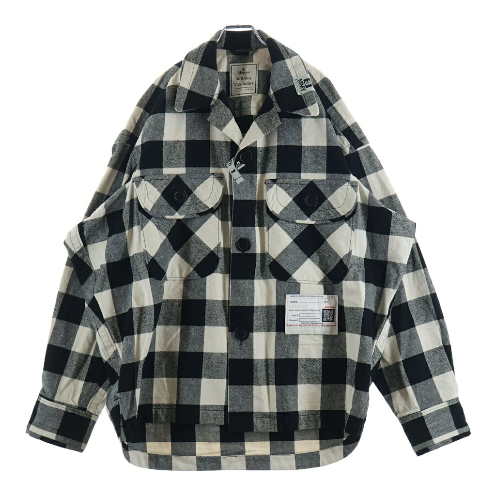 MAISON MIHARAYASUHIRO(メゾンミハラヤスヒロ) サイズ:48 Amateur Sewn Like Check Shirt チェック柄 フランネル長袖シャツ ブラック/ホワイト A15SH086【中古】【程度B】【カラーブラック】【取扱店舗BRING仙台店】｜ブランド買取・販売　BRING