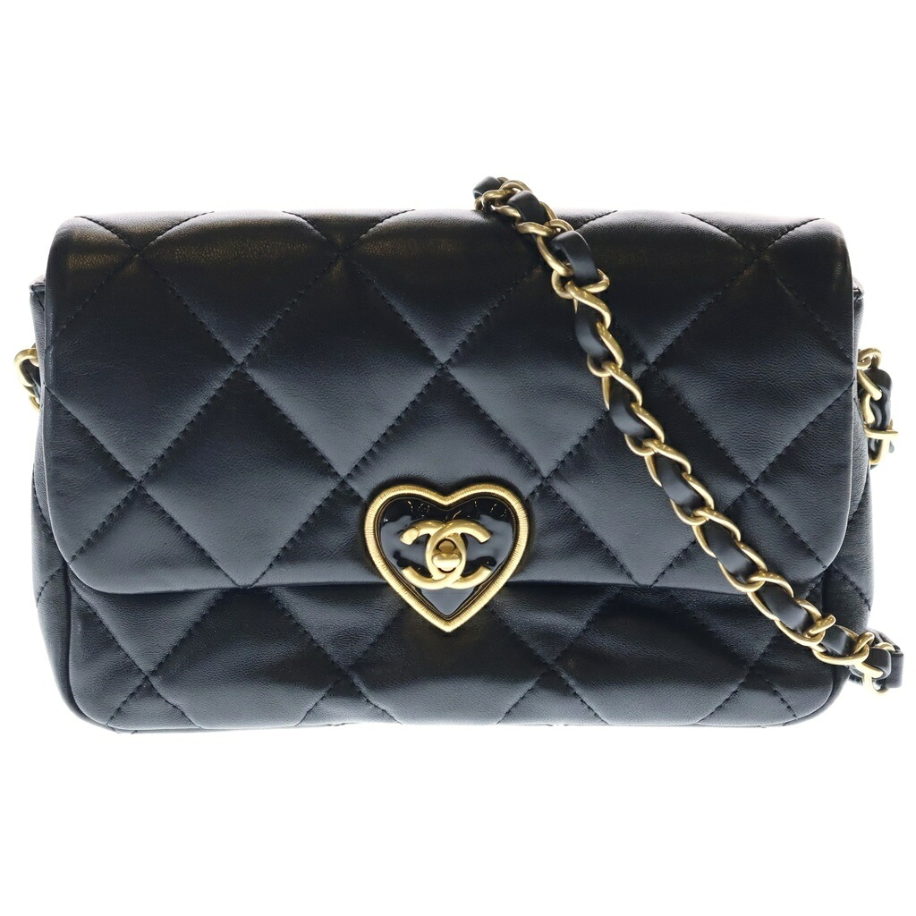 CHANEL(シャネル) マトラッセ ハートロック チェーンショルダーバッグ ラムスキン ゴールド金具 ブラック プレート AS3979【中古】【程度A】【カラーブラック】【取扱店舗BRING:RED新宿東口店】|ブランド買取・販売 BRING