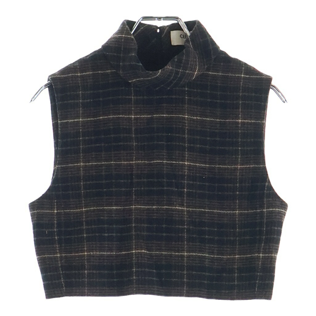 CELINE(セリーヌ) 21AW フランネルチェック クロップド ノースリーブトップ ベスト ジレ ブラウン レディース【中古】【程度B】【カラーブラウン】【取扱店舗渋谷】|ブランド買取・販売 BRING