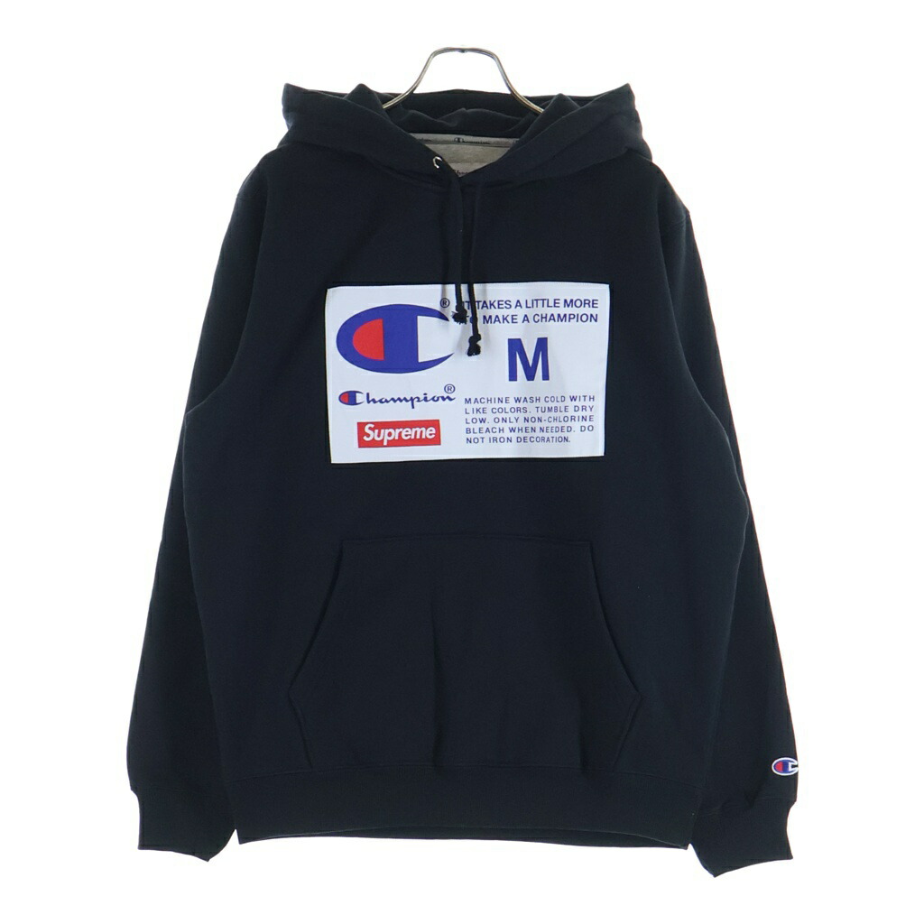 SUPREME(シュプリーム) サイズ:M 18AW ×Champion Label Hooded Sweatshirt チャンピオン ラベルフーディー スウェットシャツ プルオーバーパーカー ブラック【中古】【程度A】【カラーブラック】【取扱店舗新宿】|ブランド買取・販売 BRING