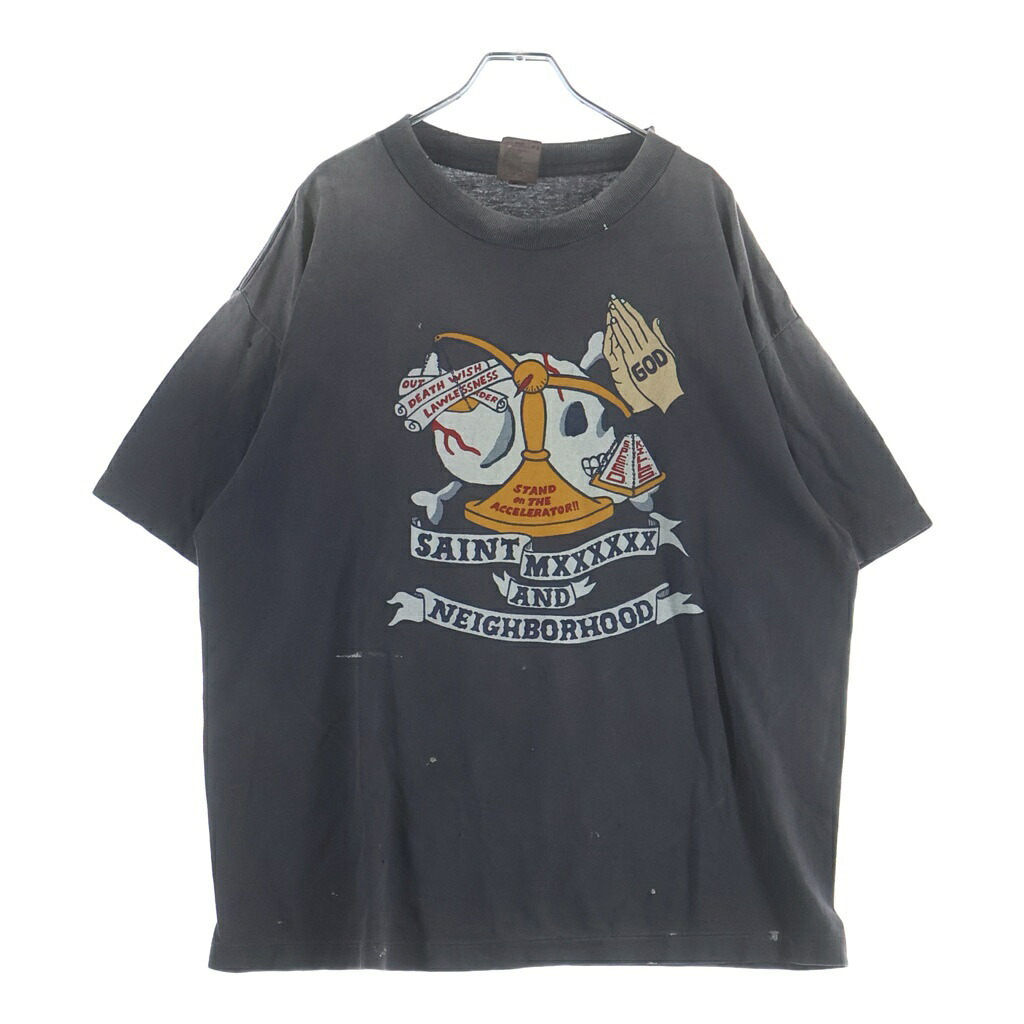 SAINT MICHAEL(セントマイケル) サイズ:L &times;NEIGHBORHOOD SAINT FOOD/SS Tee STHD.PRAY ネイバーフッド 半袖Tシャツ ブラック SM-HR8-0000-C68【中古】【程度B】【カラーブラック】【取扱店舗BRING大宮店】｜ブランド買取・販売　BRING