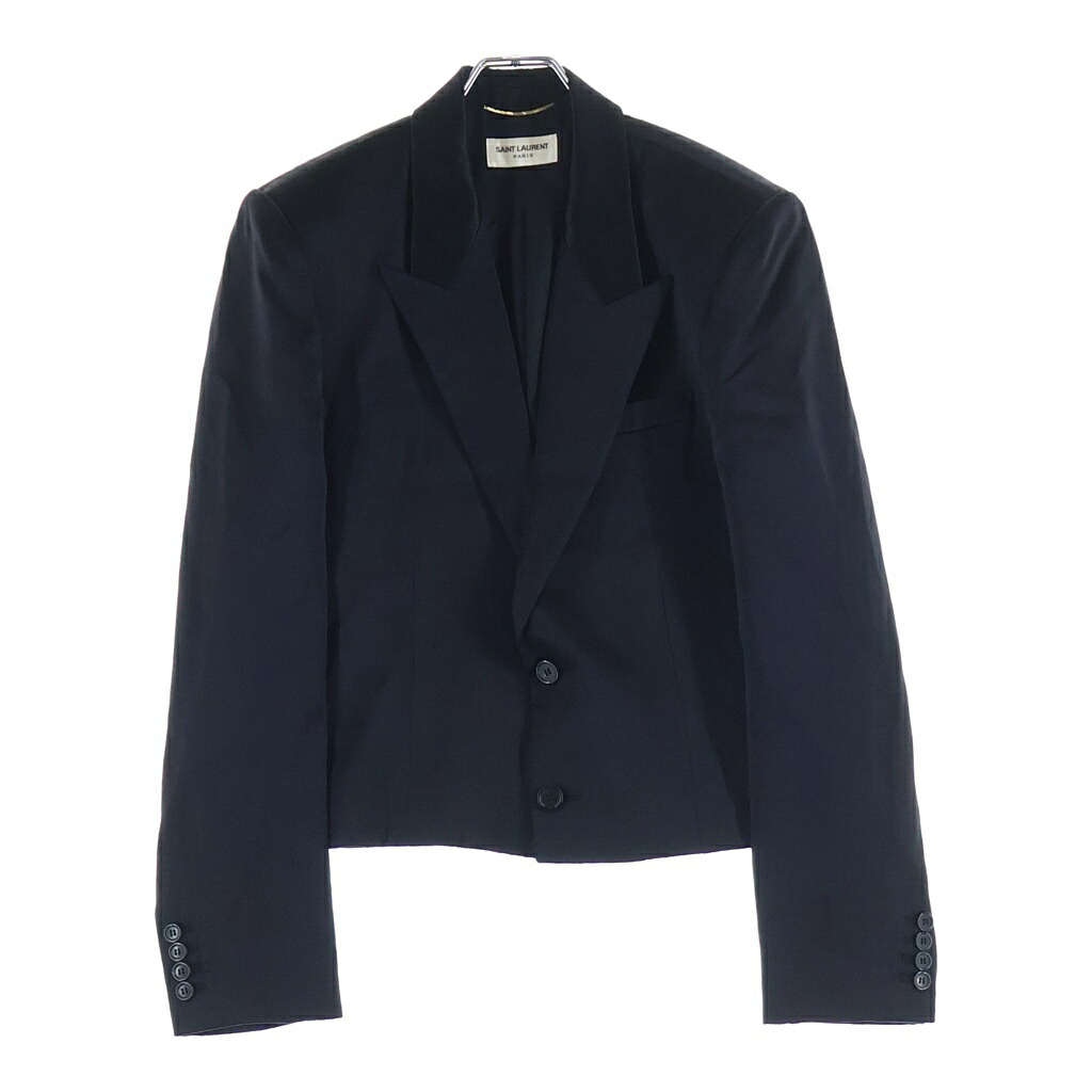 SAINT LAURENT PARIS(サンローランパリ) サイズ:48 ピークドラペル 2Bスペンサージャケット テーラードジャケット ブラック 684931 Y2E71【中古】【程度B】【カラーブラック】【取扱店舗新宿】|ブランド買取・販売 BRING
