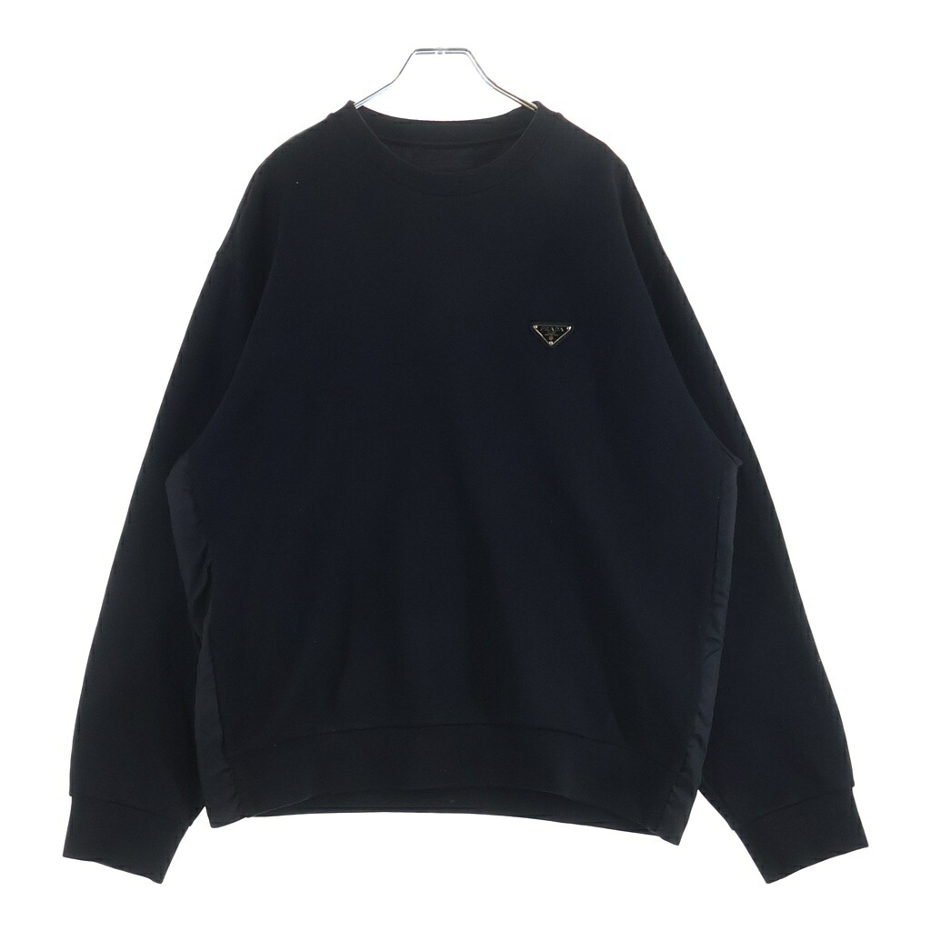 PRADA(プラダ) サイズ:S 22AW RE-NYLON トライアングルロゴ スウェットクルーネックカットソー ブラック UJL30A S222 110Q【中古】【程度B】【カラーブラック】【取扱店舗BRING梅田茶屋町店】|ブランド買取・販売 BRING