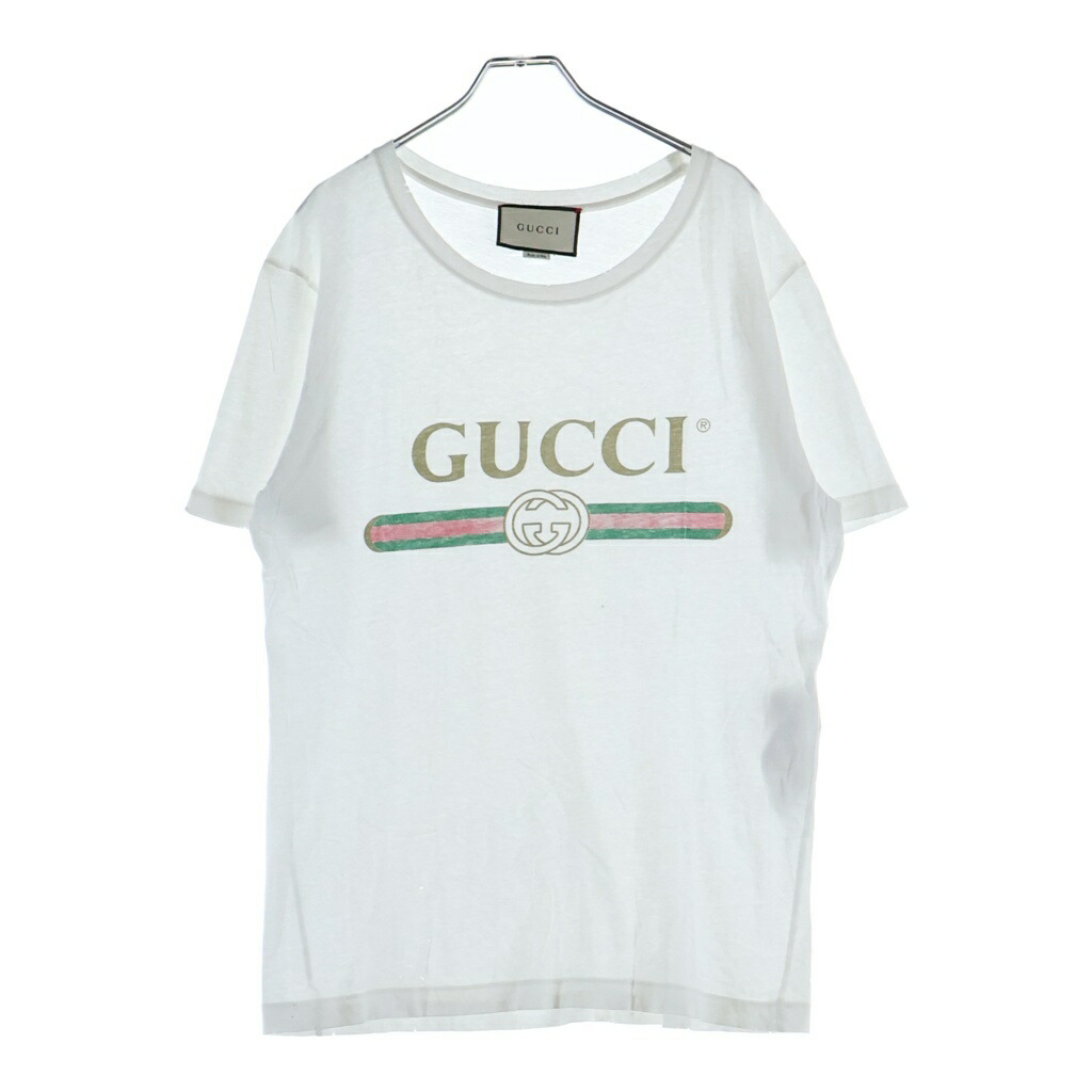 GUCCI(グッチ) サイズ:S フロントロゴプリント 半袖Tシャツ コットン 457095 ホワイト【中古】【程度B】【カラーホワイト】【取扱店舗BRINGアメリカ村店】｜ブランド買取・販売　BRING