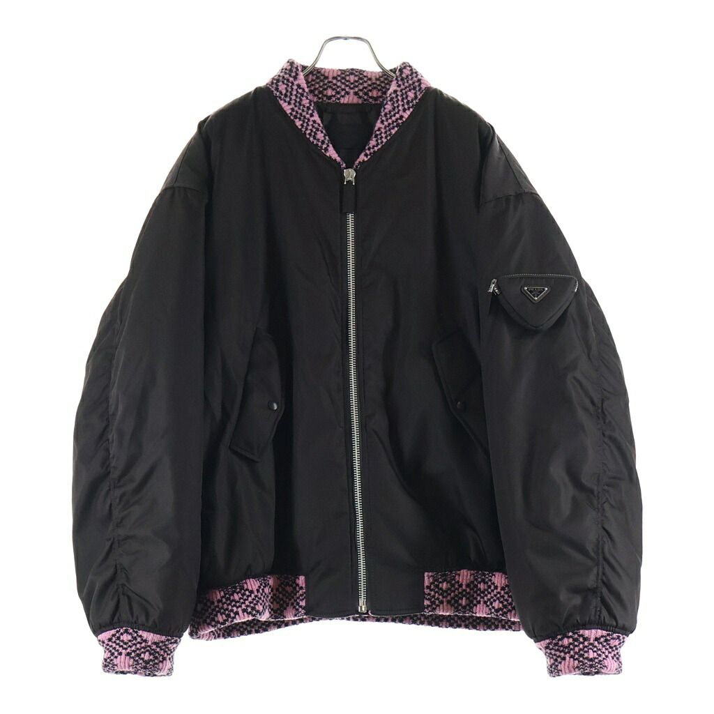 PRADA(プラダ) サイズ:M 21AW RE NYLON KNIT BOMBER JACKET リサイクル ナイロン ニット 中綿 ボンバージャケット ブルゾン ブラウン/ピンク SGB895【中古】【程度A】【カラーブラウン】【オンライン限定商品】|ブランド買取・販売 BRING
