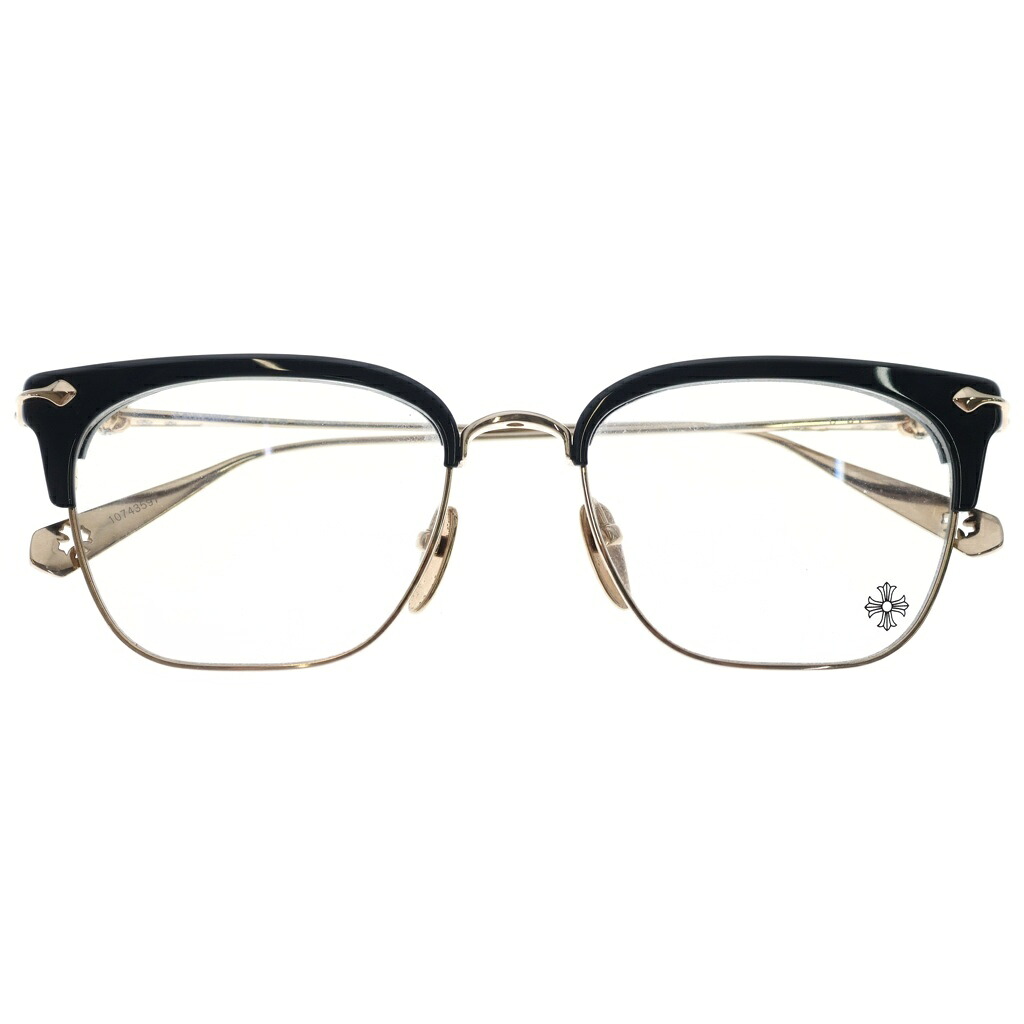 CHROME HEARTS(クロムハーツ) サイズ:54□19 SLUNTRADICTION ハーフリム 眼鏡 メガネ アイウェア ブラック/ゴールド【中古】【程度B】【カラーブラック】【取扱店舗OneStyle名古屋パルコ店】|ブランド買取・販売 BRING