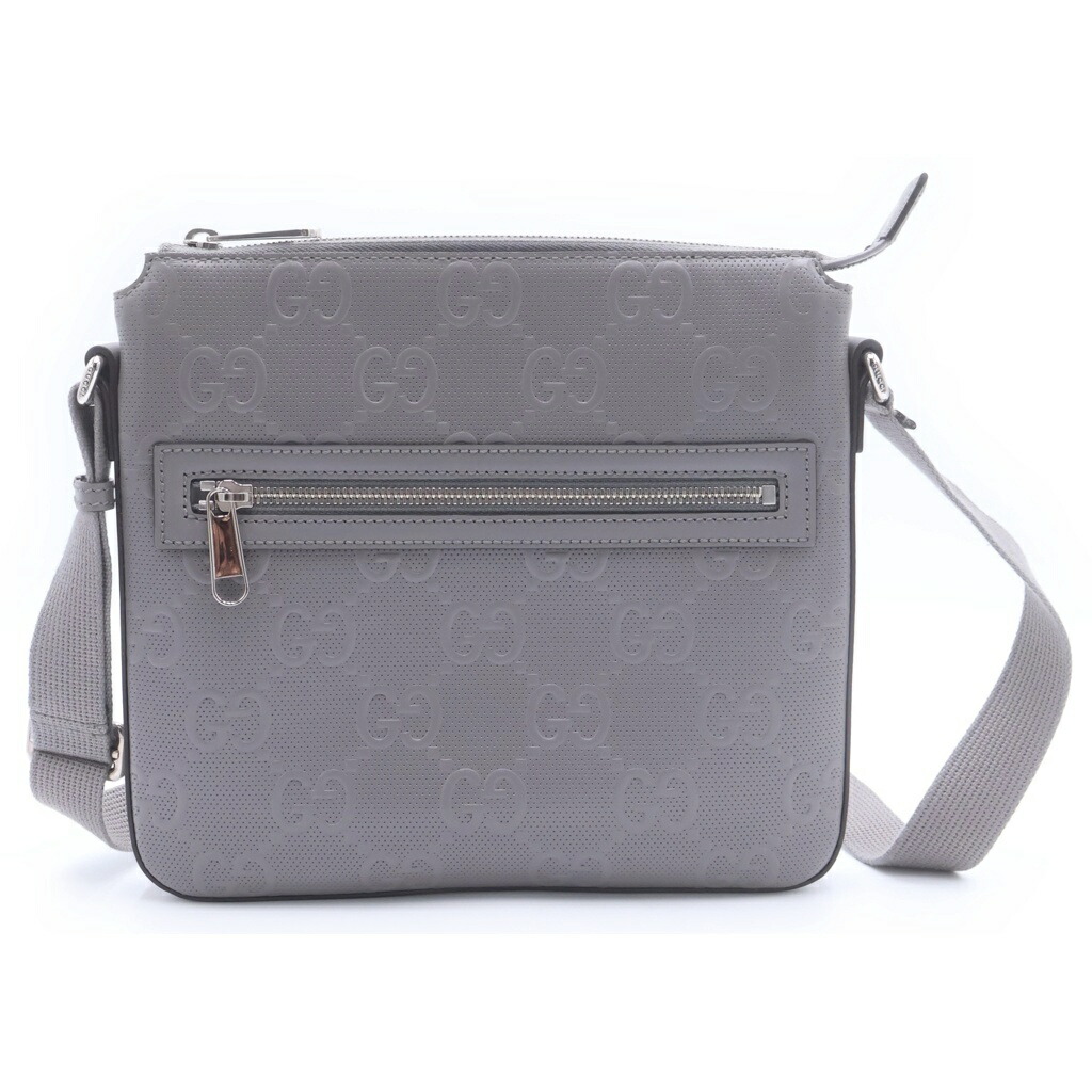 GUCCI(グッチ) GGエンボス レザー ショルダーバッグ グレー 406410【中古】【程度B】【カラーブラック】【取扱店舗BRING心斎橋店】|ブランド買取・販売 BRING