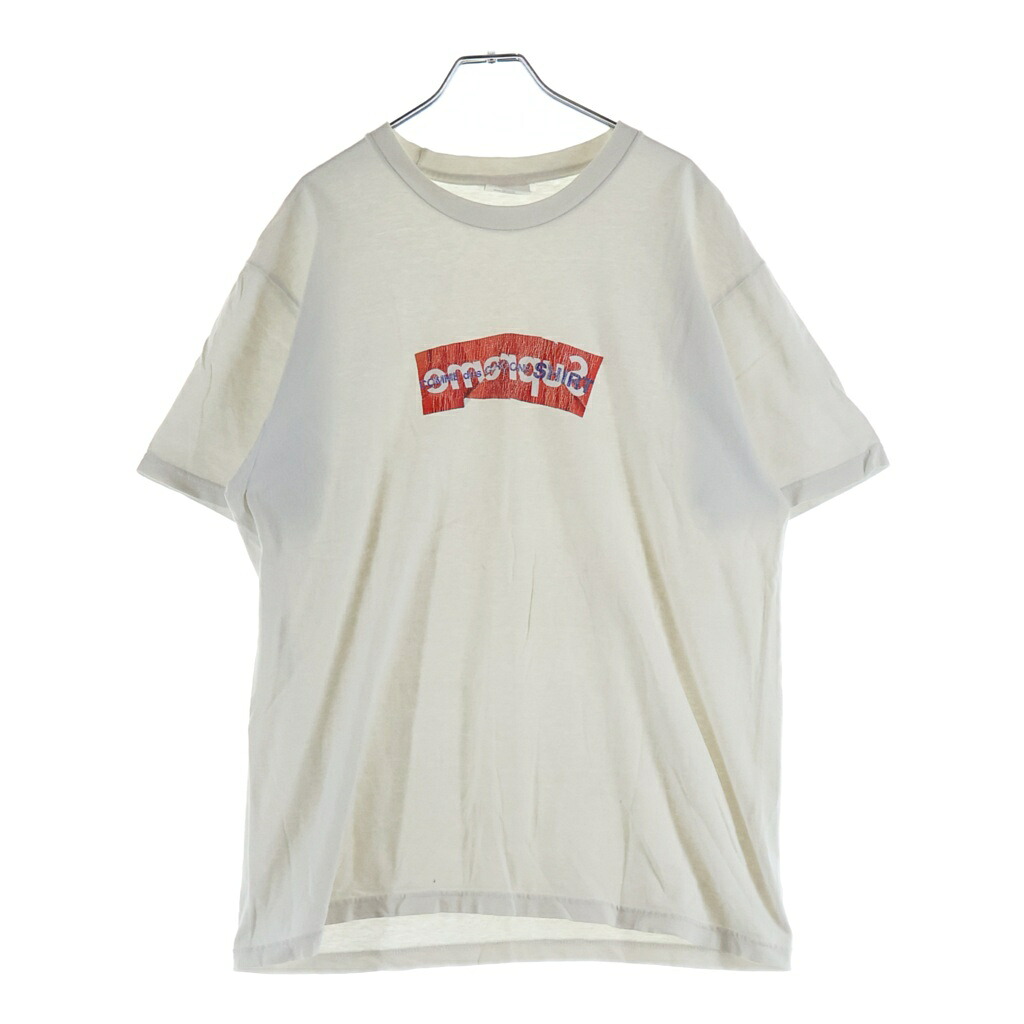 SUPREME(シュプリーム) サイズ:L 17SS &times;COMME des GARCONS SHIRT Box Logo Tee コムデギャルソンシャツボックスロゴ 半袖Tシャツカットソー ホワイト【中古】【程度B】【カラーホワイト】【取扱店舗BRING大宮店】｜ブランド買取・販売　BRING