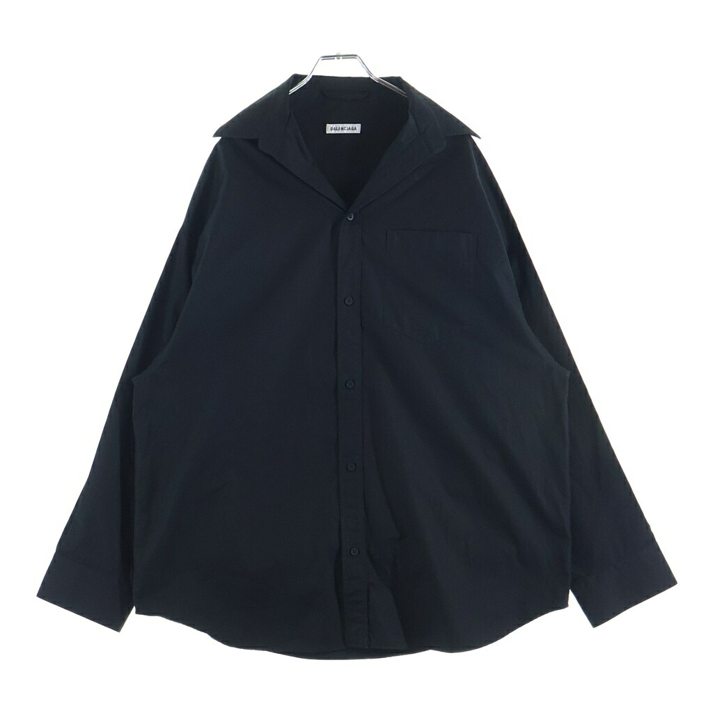 BALENCIAGA(バレンシアガ) サイズ:L 22AW Lifted Collar Shirt オープンカラー 長袖シャツ ブラック 704462【中古】【程度A】【カラーブラック】【取扱店舗原宿】｜ブランド買取・販売　BRING