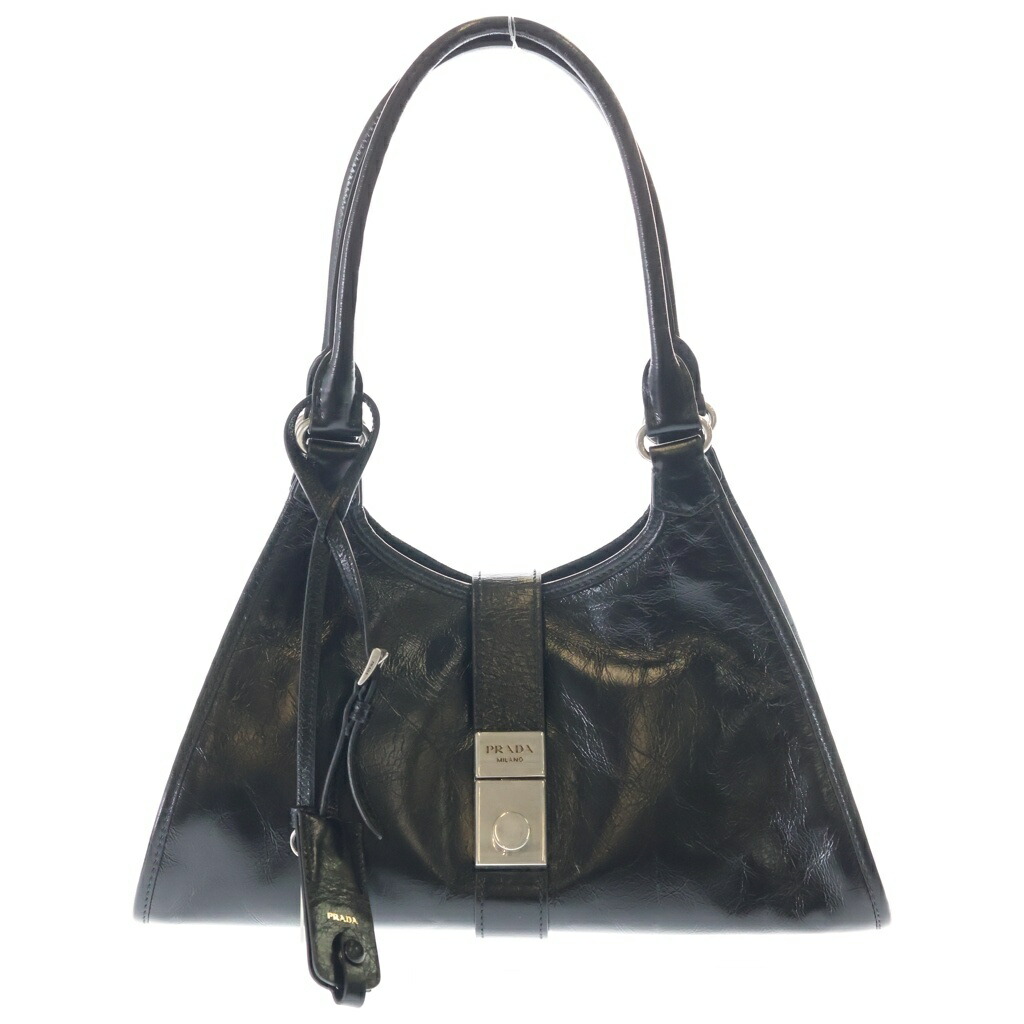 PRADA(プラダ) ソフトラックス ハンドバッグ ブラック レザー 1BG580 シルバー金具【中古】【程度A】【カラーブラック】【取扱店舗BRING京都河原町店】|ブランド買取・販売 BRING