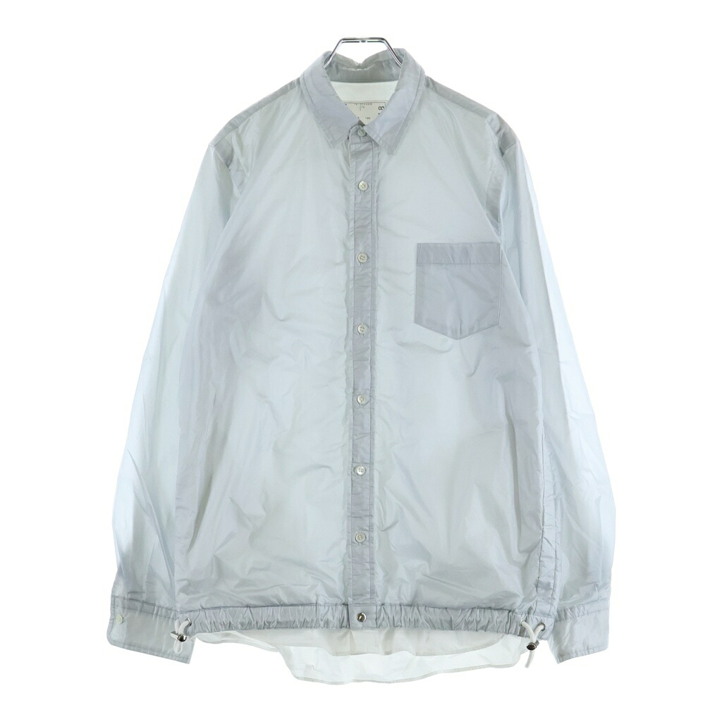 Sacai(サカイ) サイズ:2 19AW SPONGE SWEAT MA-1 HOODIE ドッキングナイロンシャツジャケット グレー 19-02048M【中古】【程度A】【カラーグレー】【オンライン限定商品】|ブランド買取・販売 BRING