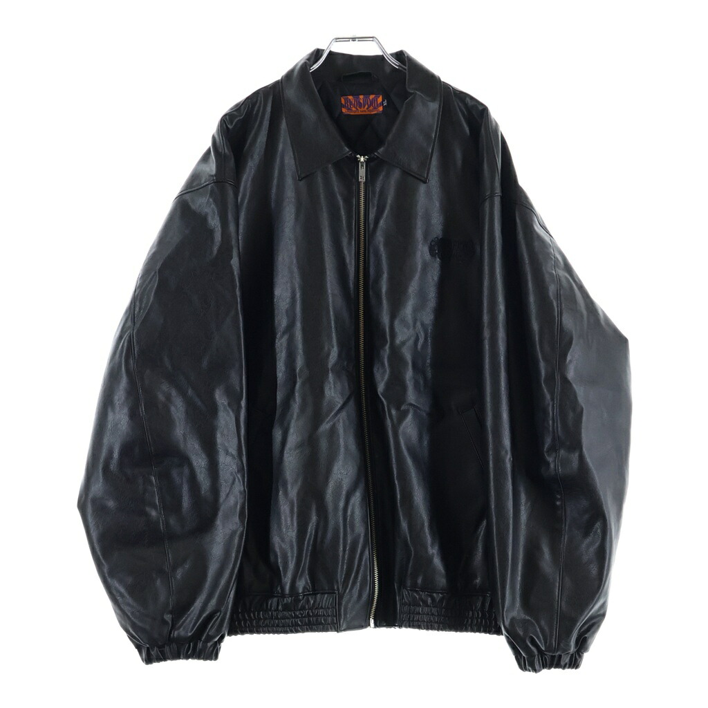 BUDSPOOL(バッズプール) サイズ:XL FAUX LEATHER JACKET ロゴエンブロイダリー ジップアップ フェイクレザージャケット ブラック【中古】【程度A】【カラーブラック】【オンライン限定商品】｜ブランド買取・販売　BRING