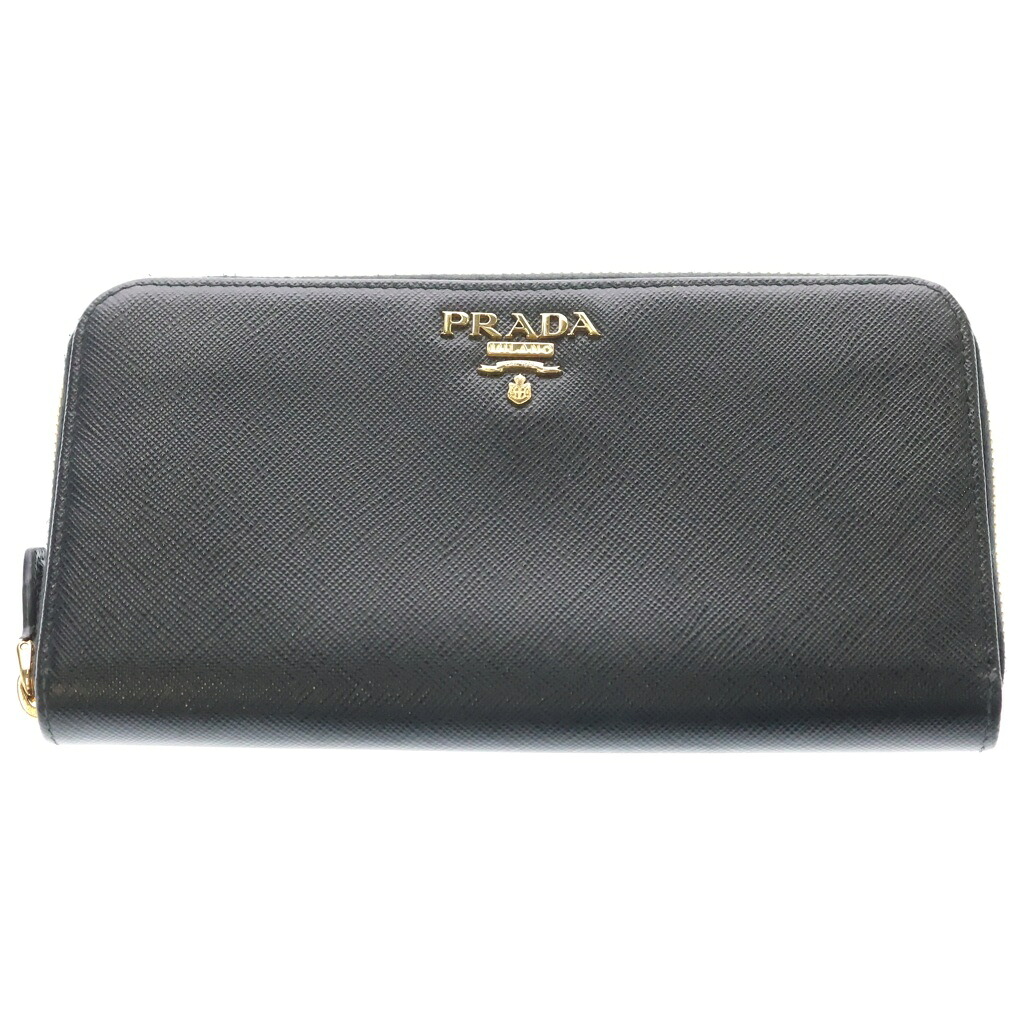 PRADA(プラダ) サイズ:- ラウンドファスナー長財布 サフィアーノレザー ウォレット ブラック 1ML506【中古】【程度B】【カラーブラック】【取扱店舗BRING WASTE_NOT】｜ブランド買取・販売　BRING