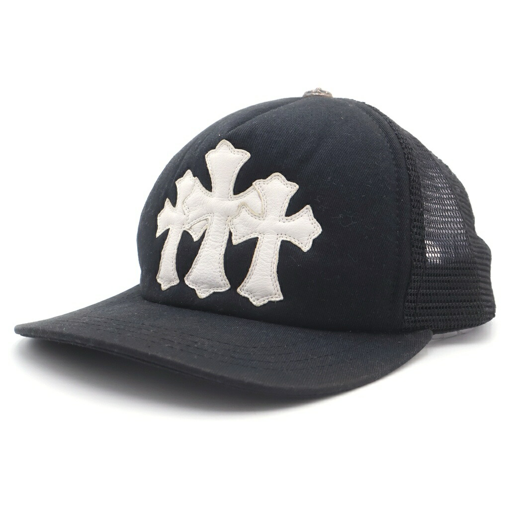 CHROME HEARTS(クロムハーツ) サイズ:OS TRUCKER CAP トラッカーキャップ 3セメタリーハラコレザーパッチメッシュキャップ帽子 ブラック/ホワイト【中古】【程度B】【カラーブラック】【取扱店舗BRING WASTE_NOT】|ブランド買取・販売 BRING