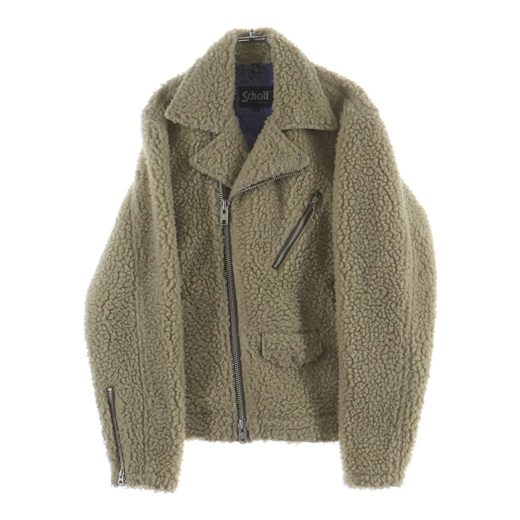 SCHOTT(ショット) サイズ:XL &times;ATMOS LAB FLEECE RIDERS JACKET アトモスラボ フリース ライダースジャケット ナチュラル 3182024【中古】【程度B】【カラーホワイト】【オンライン限定商品】｜ブランド買取・販売　BRING 8,713円