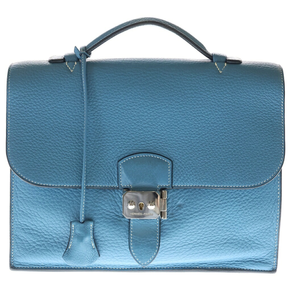 HERMES(エルメス) サックアデペッシュ 27 トリヨンクレマンス シルバー金具 ハンドバッグ セカンドバッグ ブリーフケース □L刻印 ブルージーン【中古】【程度B】【カラーブルー】【取扱店舗BRING福岡天神店】｜ブランド買取・販売　BRING