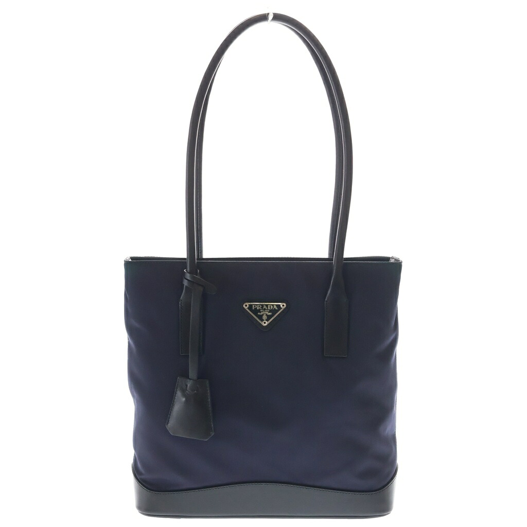 PRADA(プラダ) ミニトートバッグ ハンドバッグ ネイビー ナイロン/レザー トラインアングルロゴ B10812【中古】【程度B】【カラーネイビー】【オンライン限定商品】｜ブランド買取・販売　BRING