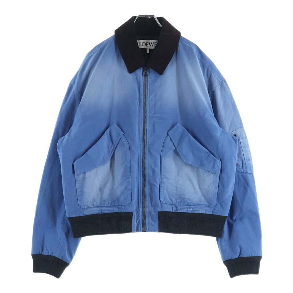 LOEWE(ロエベ) サイズ:52 Corduroy Collar Bomber Jacket コーデュロイカラー コットン ボンバージャケット ブルゾン ブルー H526Y02X07【新古品/中古】【程度S】【カラーブルー】【オンライン限定商品】｜ブランド買取・販売　BRING