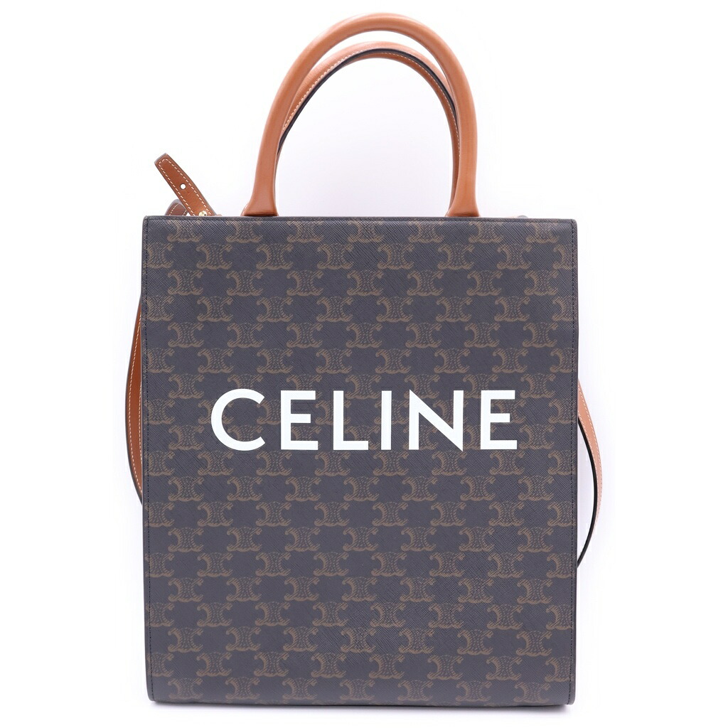CELINE(セリーヌ) トリオンフ バーティカル カバ 2WAYバッグ トートバッグ ハンドバッグ ショルダーバッグ ブラウン レザー&times;PVC ゴールド金具【中古】【程度B】【カラーブラウン】【取扱店舗新宿】｜ブランド買取・販売　BRING