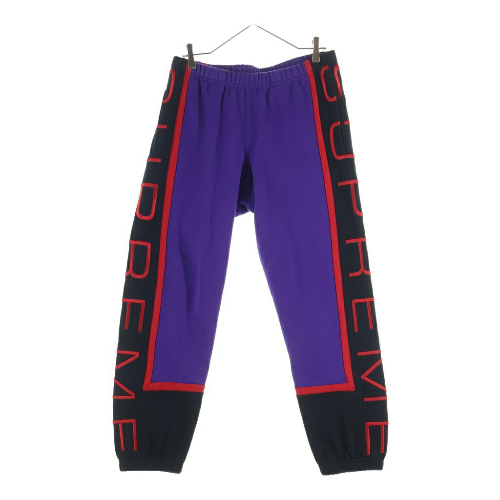 SUPREME(シュプリーム) サイズ:S 21SS パネルスクリプト スウェットパンツ パープル/ブラック【中古】【程度B】【カラーパープル】【取扱店舗BRING有楽町マルイ店】|ブランド買取・販売 BRING