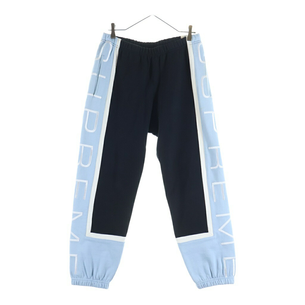 SUPREME(シュプリーム) サイズ:S 21SS パネルスクリプト スウェットパンツ ブルー/ブラック【中古】【程度B】【カラーブルー】【取扱店舗BRING有楽町マルイ店】｜ブランド買取・販売　BRING