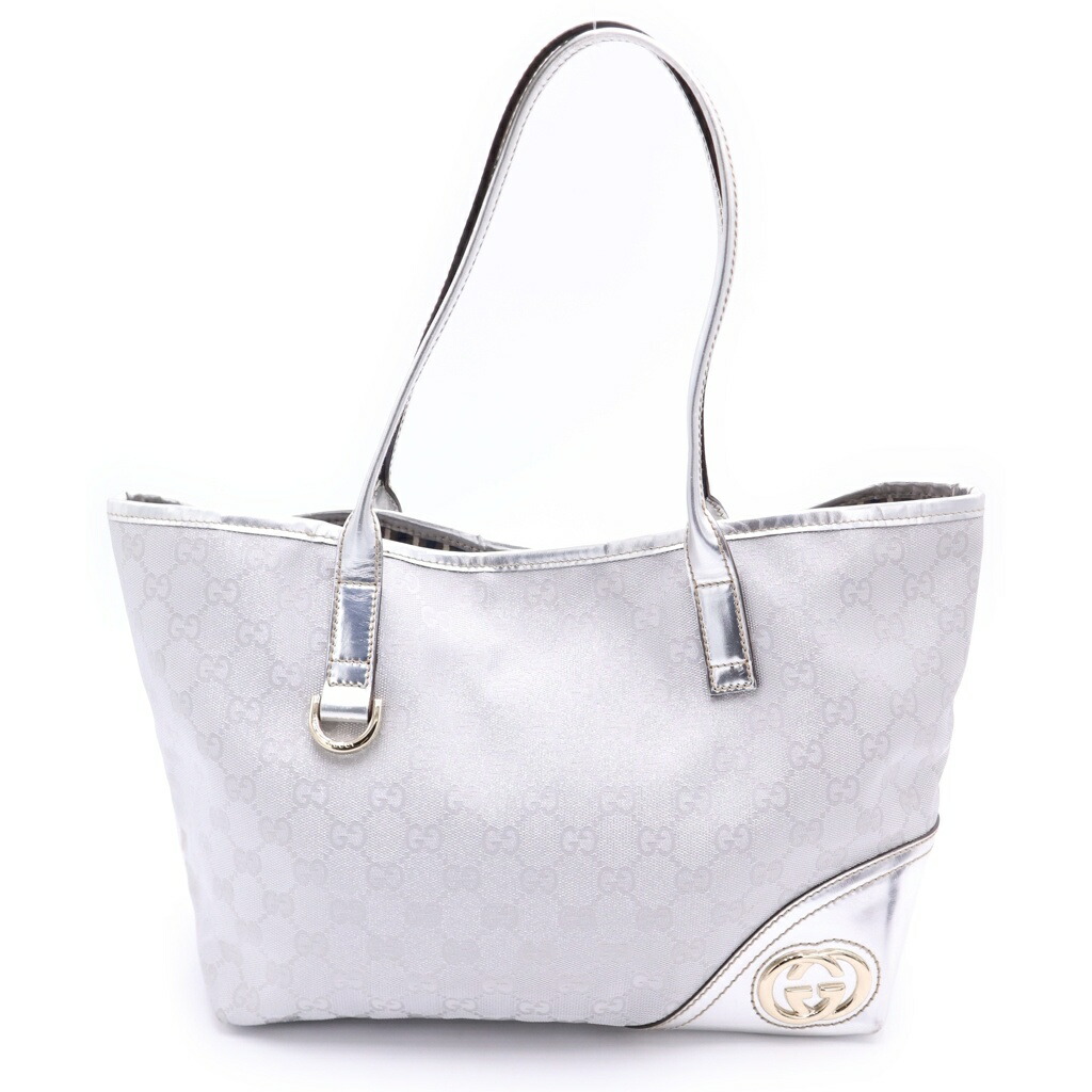 GUCCI(グッチ) グッチシマ トートバッグ ハンドバッグ シルバー キャンバス×エナメルレザー 169946 シルバー金具【中古】【程度B】【カラーシルバー】【取扱店舗BRING心斎橋店】|ブランド買取・販売 BRING