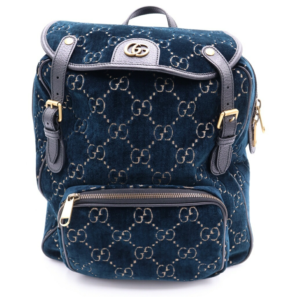 GUCCI(グッチ) GGベルベット スモール バックパック リュックサック 574942 ブルーグリーン【中古】【程度B】【カラーブルー】【取扱店舗BRING京都河原町店】|ブランド買取・販売 BRING