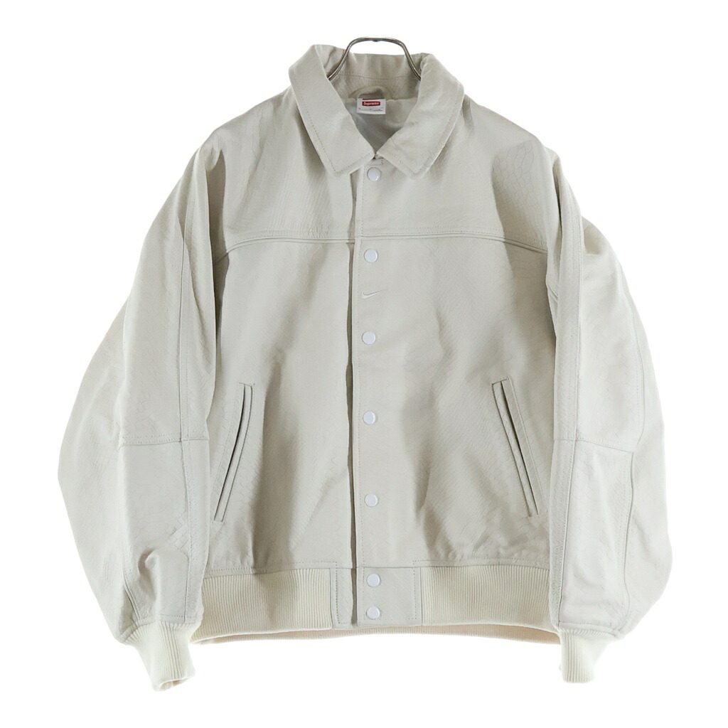 SUPREME(シュプリーム) 大きさ:S 25SS Leather Varsity Jacket レザーバーシティジャケット HF9636-121 白いこと【中古】【度合いA】【色つや白いこと】【オンライン制限事項商いもの】