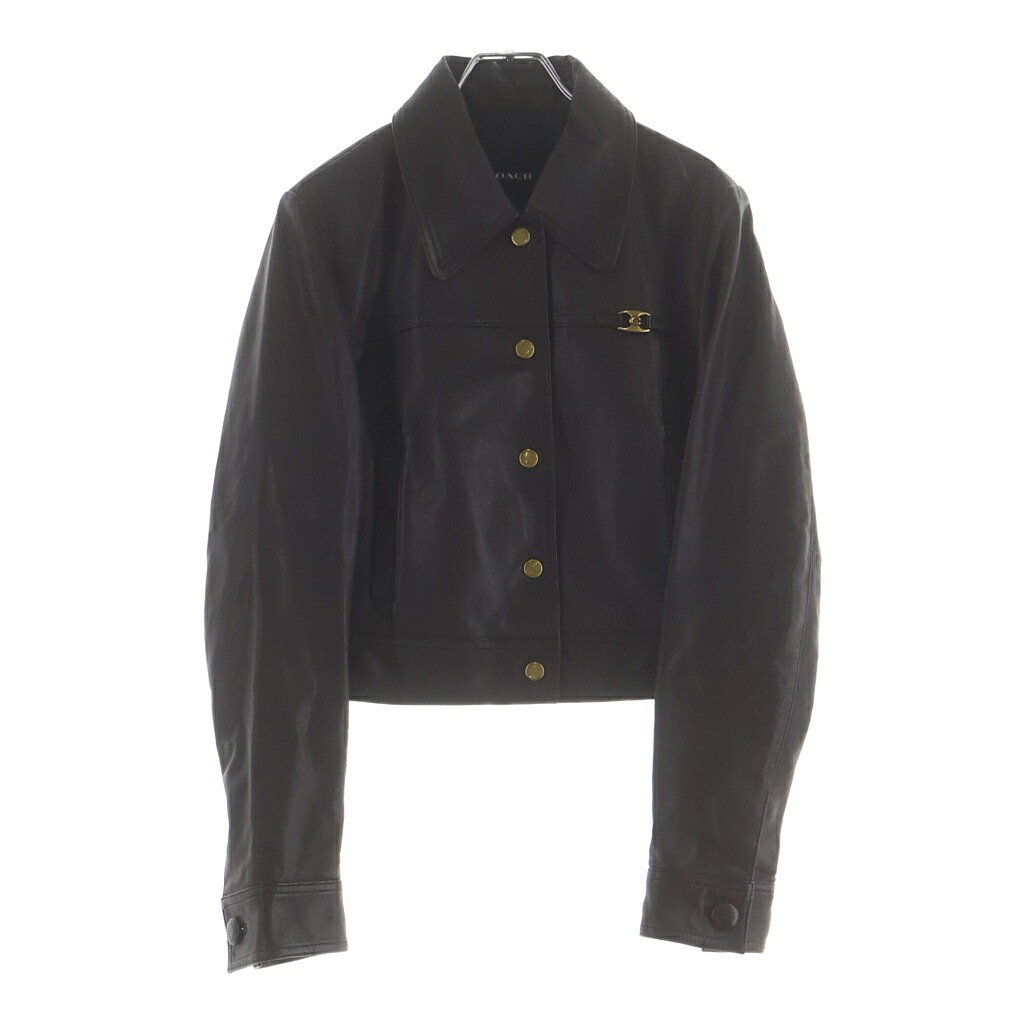 COACH(コーチ) サイズ:M Cロゴ レザージャケット シープスキン 羊革 スナップボタン ブラウン CM397【中古】【程度B】【カラーブラック】【取扱店舗BRING WASTE_NOT】｜ブランド買取・販売　BRING