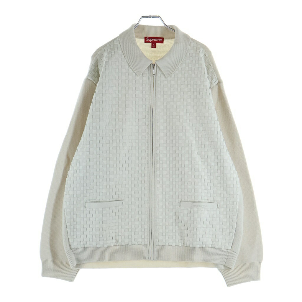 SUPREME(シュプリーム) サイズ:XL 24AW Woven Leather Zip Up Cardigan White ウーブン レザージップアップカーディガン ホワイト【新古品/中古】【程度S】【カラーホワイト】【取扱店舗原宿】|ブランド買取・販売 BRING