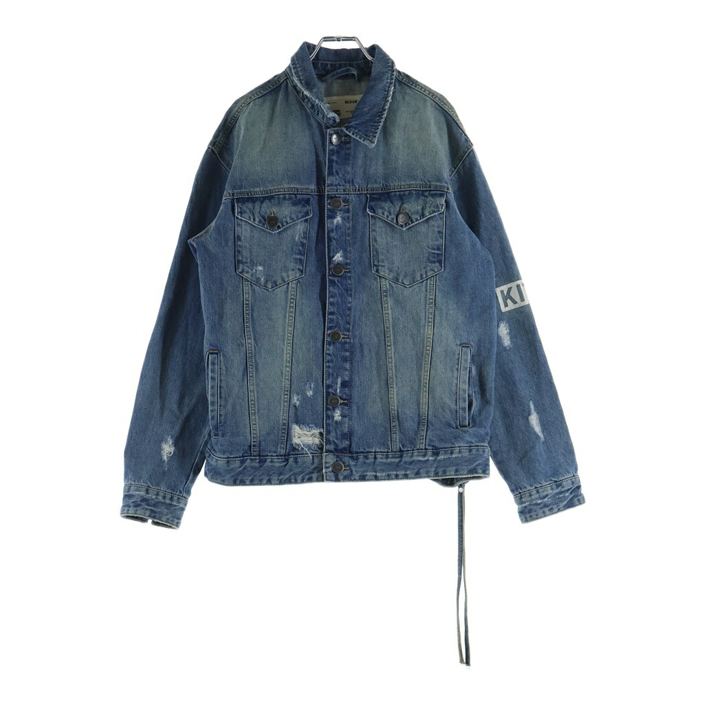 KITH(キス) サイズ:M 18SS LAIGHT DENIM JACKET HOSU BLUE ロゴプリント ライトデニムジャケット インディゴ KH-LDJSS18HBL【中古】【程度B】【カラーブルー】【オンライン限定商品】|ブランド買取・販売 BRING