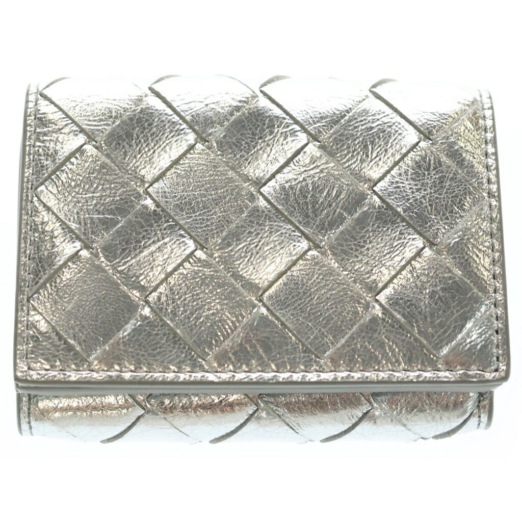BOTTEGA VENETA(ボッテガヴェネタ) イントレチャート 三つ折り財布 コンパクトウォレット コインケース シルバー レザー【中古】【程度A】【カラーシルバー】【取扱店舗BRING心斎橋店】|ブランド買取・販売 BRING