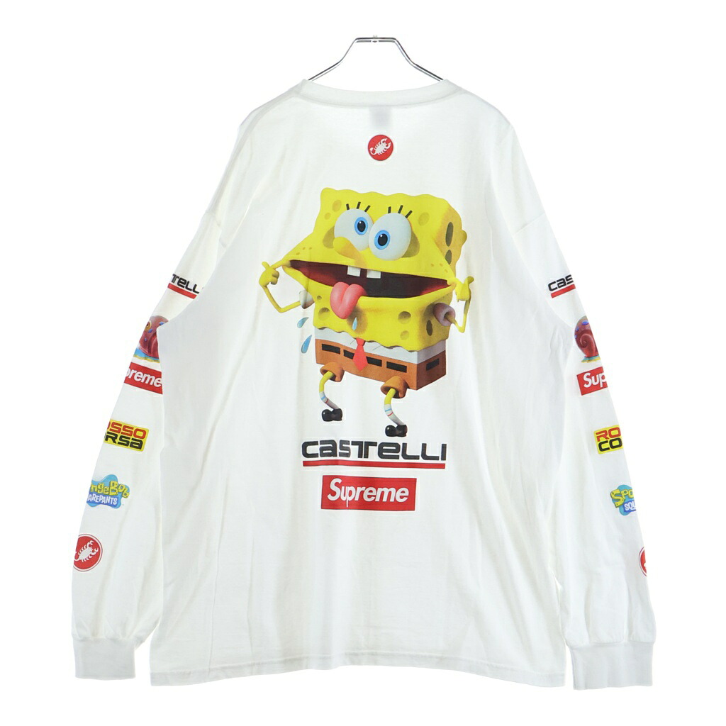 SUPREME(シュプリーム) サイズ:XL 25SS ×SpongeBob Castelli Racing L/S Tee スポンジボブ カステリ レーシング プリントロゴ 長袖Tシャツ カットソー ホワイト【中古】【程度B】【カラーホワイト】【取扱店舗渋谷】|ブランド買取・販売 BRING