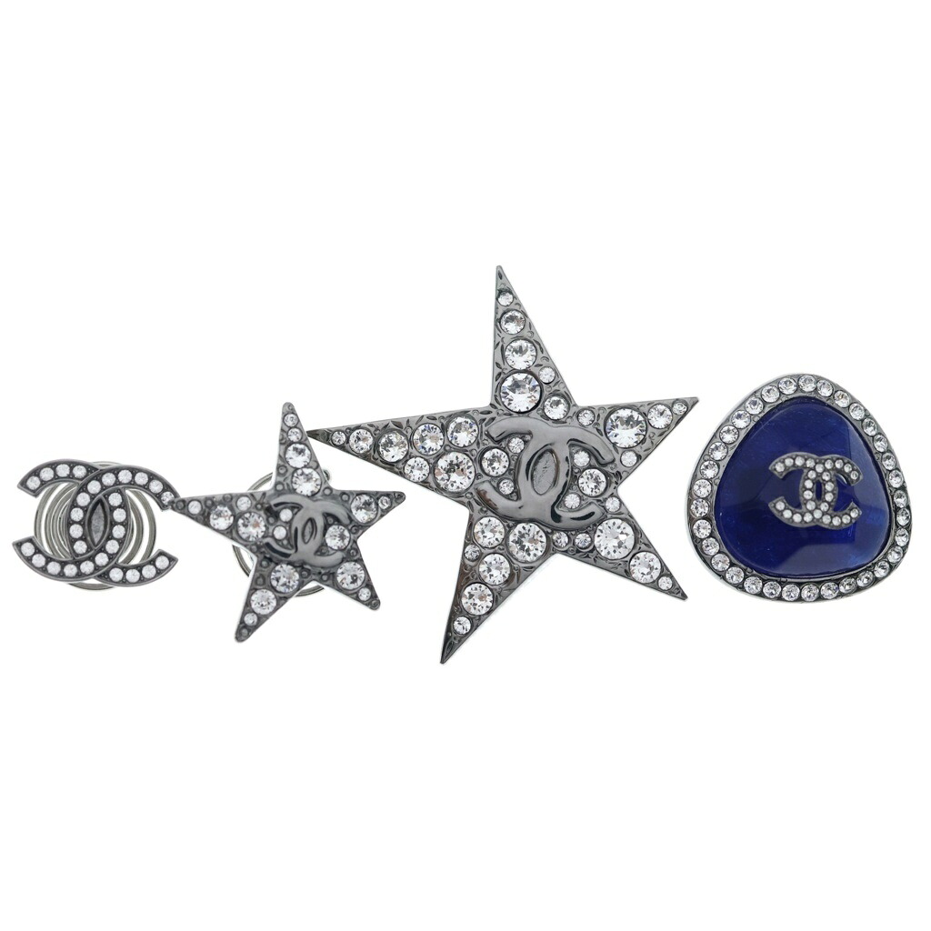 CHANEL(シャネル) スター ココマーク ストーン ヘアアクセサリー ヘアクリップ 4個セット B22C シルバー【中古】【程度B】【カラーシルバー】【取扱店舗BRING WASTE_NOT】｜ブランド買取・販売　BRING