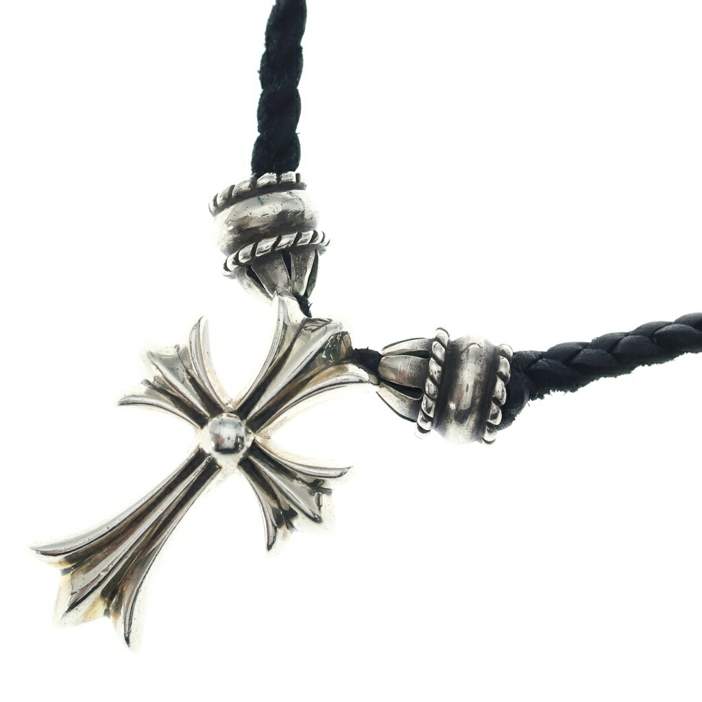 CHROME HEARTS(クロムハーツ) CH CRS SML CL スモールCHクロス クリンプト レザーブレイド ネックレス シルバー/ブラック BCA217【中古】【程度B】【カラーシルバー】【取扱店舗BRING横浜ビブレ店】|ブランド買取・販売 BRING