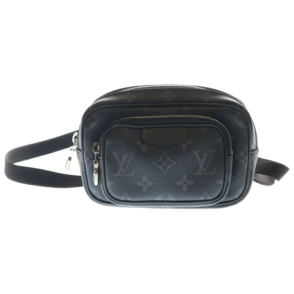 LOUIS VUITTON(ルイヴィトン) サイズ:16 モノグラムエクリプス アウトドアポシェット ショルダーバッグ ミニバッグ ブラック レザー×PVC M30755 シルバー金具【中古】【程度A】【カラーブラック】【取扱店舗BRING有楽町マルイ店】|ブランド買取・販売 BRING