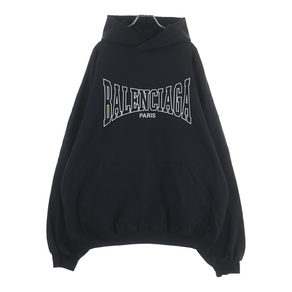 BALENCIAGA(バレンシアガ) サイズ:XS 24AW ロゴ ヴィンテージ プリント プルオーバー パーカー ブラック 803265 TRVH6【中古】【程度A】【カラーブラック】【取扱店舗BRING札幌店】｜ブランド買取・販売　BRING