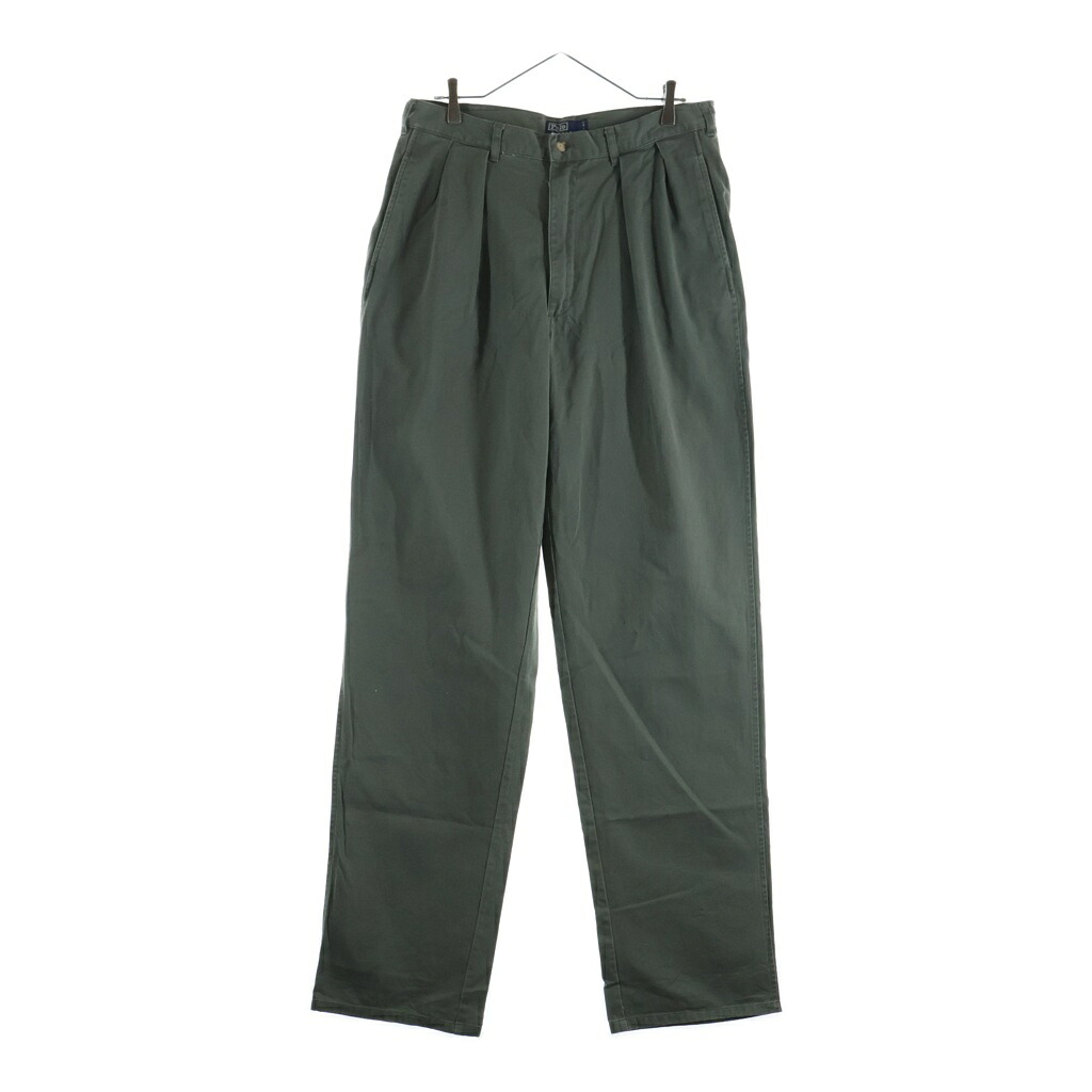 POLO RALPH LAUREN(ポロラルフローレン) サイズ:34 90s USA製 スクエアタグ 2タック チノパンツ カーキ【中古】【程度B】【カラーカーキ】【取扱店舗BRING THRIFT CLOSET 幕張店】|ブランド買取・販売 BRING