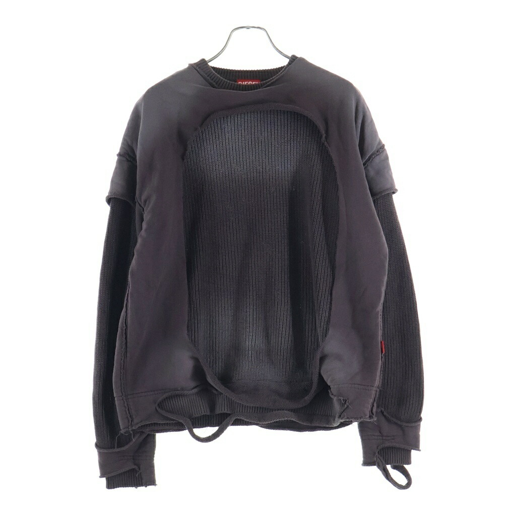 DIESEL(ディーゼル) サイズ:M K-OSBERT Ripped Cotton Sweatshirt レイヤードコットンニット A12451 ブラウン【中古】【程度B】【カラーブラウン】【取扱店舗BRING THRIFT CLOSET あべの店】|ブランド買取・販売 BRING