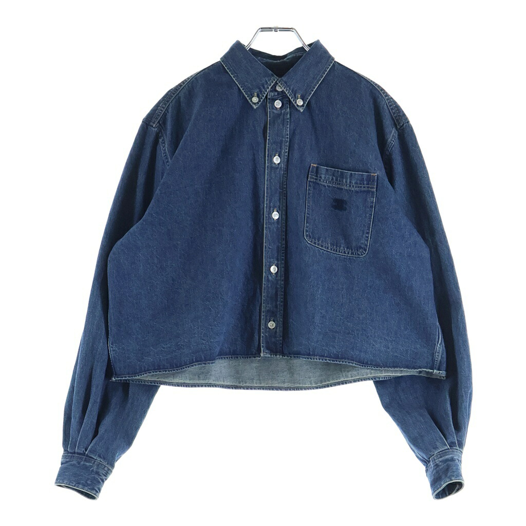 CELINE(セリーヌ) サイズ:M 21AW Wash Denim Shirt トリオンフ クロップド ウォッシュ デニムシャツ 長袖シャツ インディゴ レディース 2T187459N【中古】【程度A】【カラーブルー】【取扱店舗BRING札幌店】|ブランド買取・販売 BRING