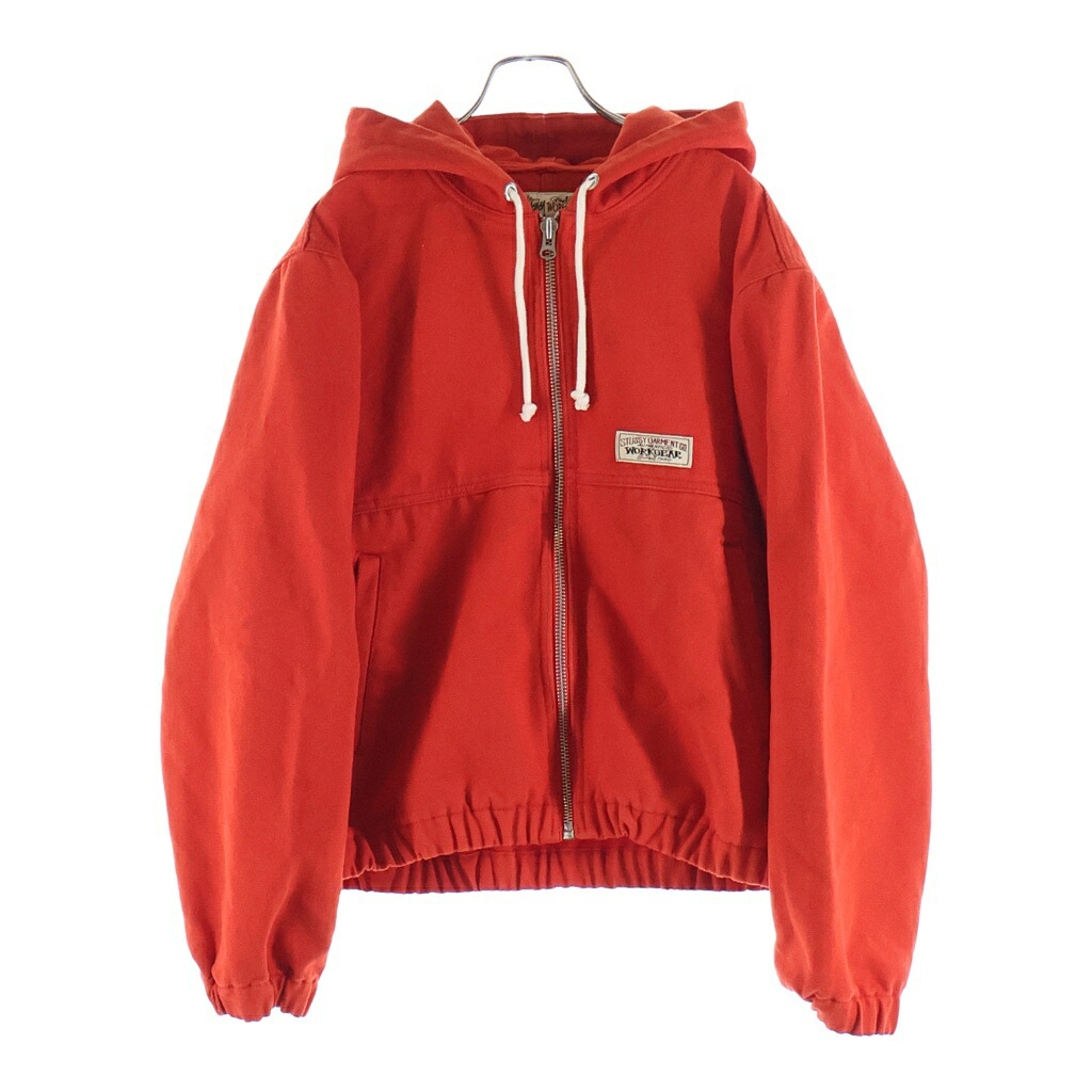 STUSSY(ステューシー) サイズ:S WORK JACKET UNLINED CANVAS キャンバス ドローコード コットン ジップアップ フーディー パーカー ワークジャケット レッド 115913【中古】【程度B】【カラーレッド】【オンライン限定商品】|ブランド買取・販売 BRING
