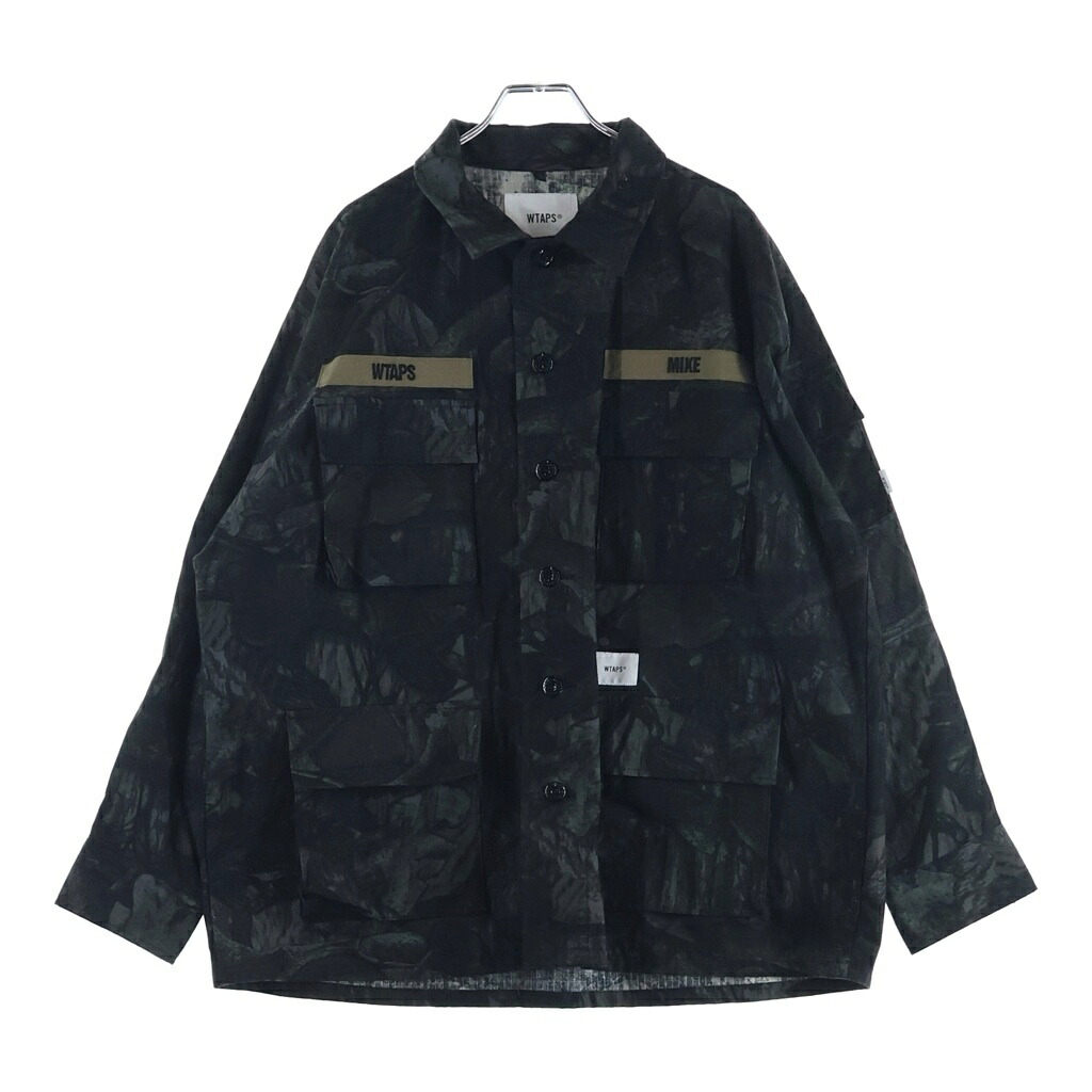 WTAPS(ダブルタップス) サイズ:2 19AW JUNGLE LS SHIRT ジャングル 総柄カモプリント マルチポケット シャツジャケット ブラック 192WVDT-SHM01S【中古】【程度B】【カラーブラック】【オンライン限定商品】|ブランド買取・販売 BRING