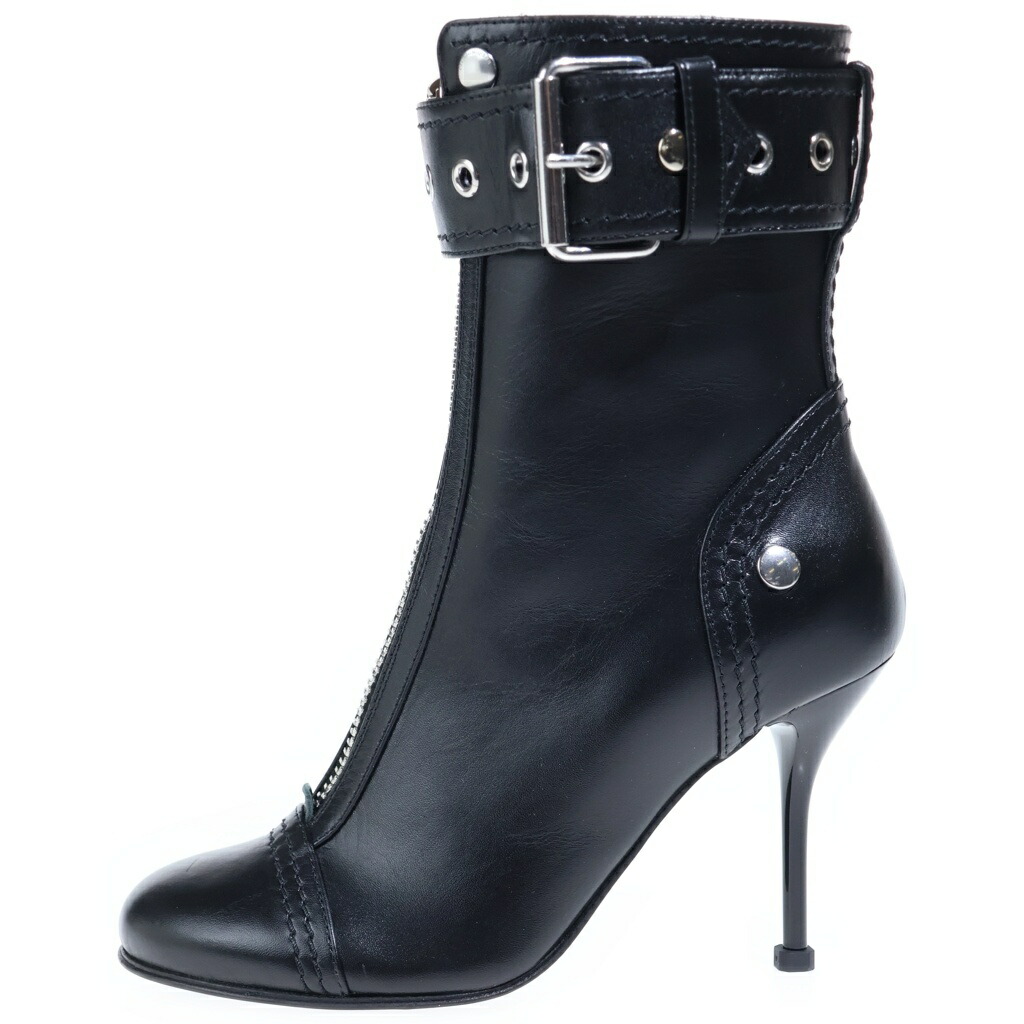 Alexander McQueen(アレキサンダーマックイーン) サイズ:35 バックル レザーブーツ ヒール センタージップ レディース 757505 ブラック 757505 箱付【新古品/中古】【程度S】【カラーブラック】【取扱店舗BRING WASTE_NOT】|ブランド買取・販売 BRING