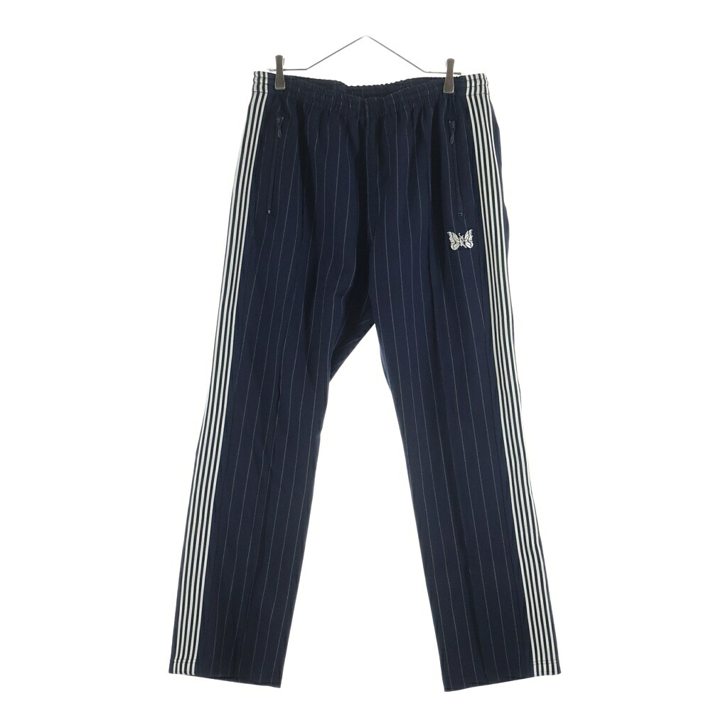 Needles(ニードルス) サイズ:L &times;KITH キス ストライプ サイドライントラックパンツ ネイビー LQ353【中古】【程度A】【カラーネイビー】【取扱店舗渋谷】｜ブランド買取・販売　BRING