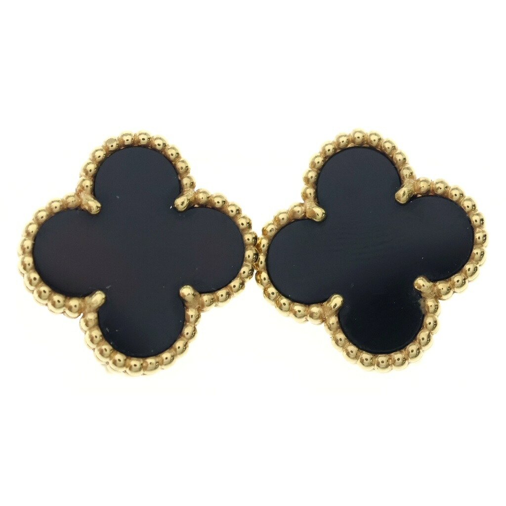 Van Cleef & Arpels(ヴァンクリーフアンドアーペル) ヴィンテージアルハンブラ オニキス ピアス ブラック&times;ゴールド Au750YG 7.6g VCARA44200【中古】【程度A】【カラーブラック】【取扱店舗新宿】｜ブランド買取・販売　BRING